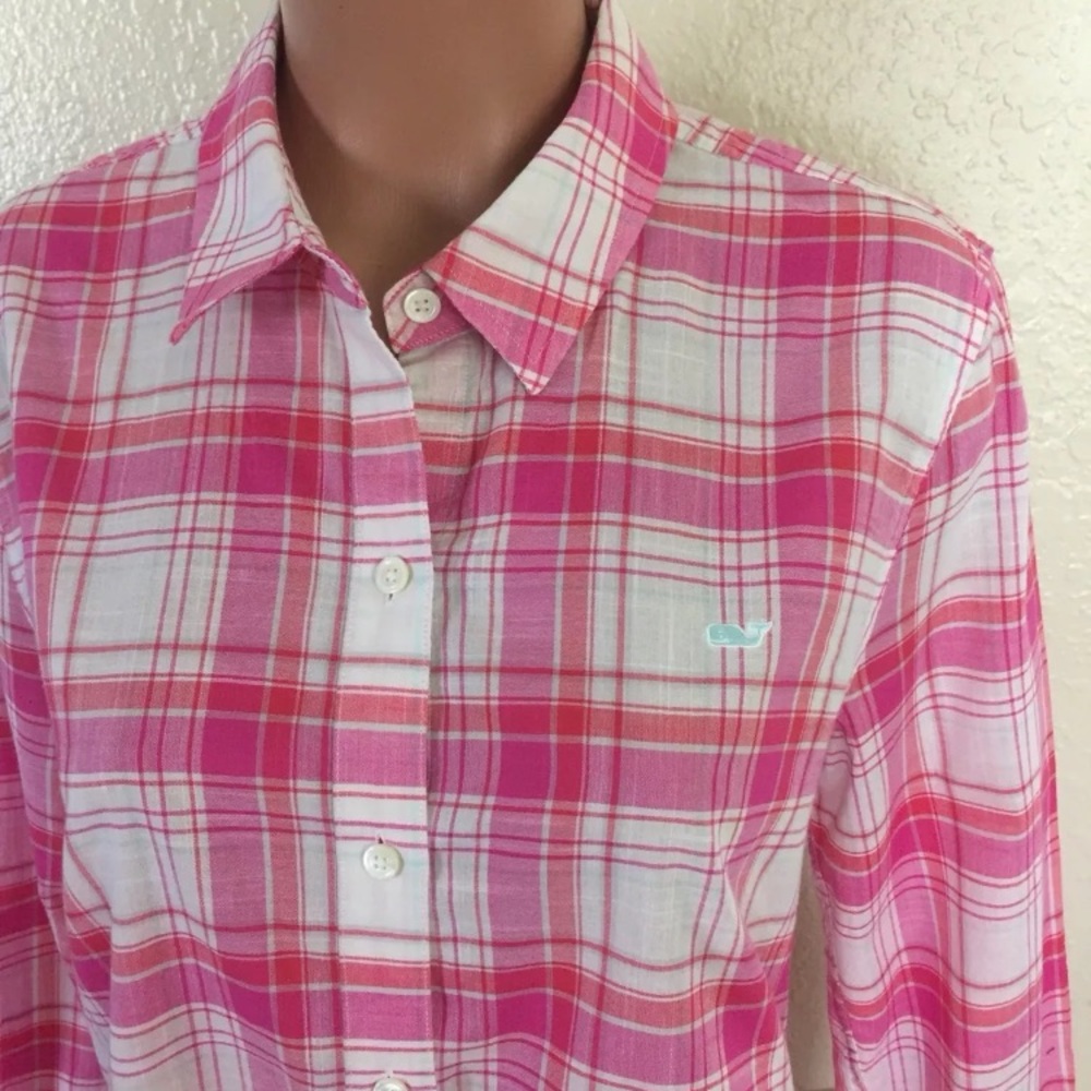 Vineyard Vines  Button Down Shirt pink plaid 10